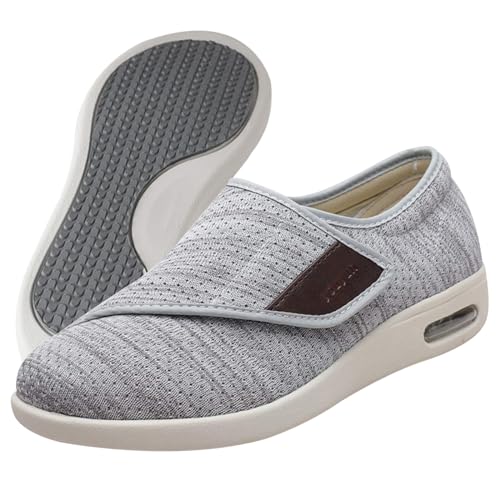 AEHO Verbandschuhe Herren Extra Weit Herren Diabetiker Orthopädische Schuhe Senioren Schuhe Mit Klettverschluss Herren Diabetiker,Lightgrey,35 EU von AEHO