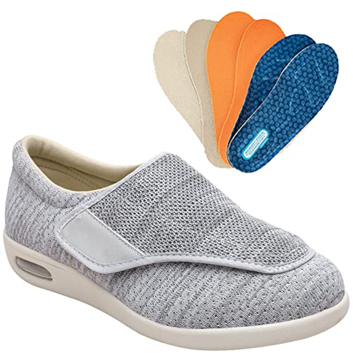 AEHO Verbandschuhe Herren Extra Weit Sandalen für Geschwollen Füße Slip On Sneakers Herren Walkingschuhe Extra Weit Business Walkingschuhe Sportschuhe,Lightgrey,38 EU von AEHO