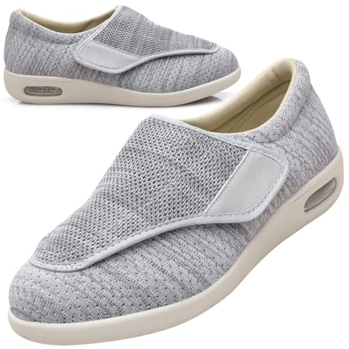 AEHO Verbandsschuhe Herren Schuhe Herren Extra Breit Diabetiker Diabetiker Schuhe Herren Extra Breite Füße mit Klettverschluss Schuhe,Lightgrey,38 EU von AEHO