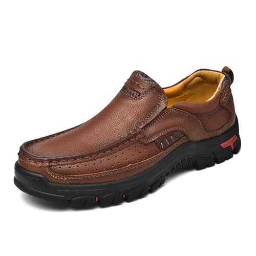 AEHO Wanderschuhe Herren Breite Lederschuhe Low-Top-Schuhe Slipper Schuhe Herren Leder Slipper Tanzschuhe Herren Mens Slip-on Shoes wasserdichte Schuhe,A03,47/285mm von AEHO