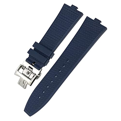 AEHON Fluoro-Gummi-Uhrenarmband, 24 mm x 7 mm, passend für Vacheron Constantin 5500 V, 4500 V, 7900, Schwarz-Blau, wasserdichtes Armband für Herren, 24-7mm, Achat von AEHON