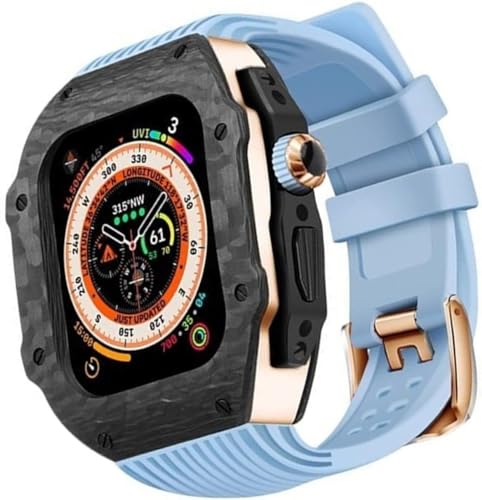 AEHON Schutzhülle aus Karbonfaser, Gummiband, für Apple Watch Ultra Serie 8/7/6/5/4/SE, 49 mm, 45 mm, 44 mm, Uhrengehäuse, sportlich, atmungsaktives Ersatzzubehör, 45 mm, Achat von AEHON