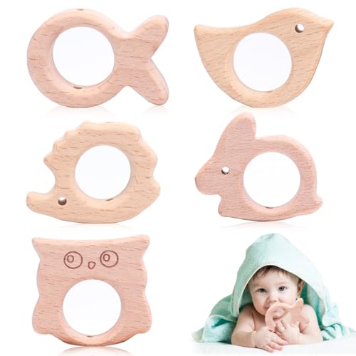 AEIOPRS 5 Pcs Baby Beißring Holzfiguren Natürliche Holz Ringe für Kinderkrankheiten Handgefertigtes Anhänger Kit für DIY Schmuck Handwerk AEIOPRS 5 Pcs Baby Beißring Holzfiguren Natürliche Holz Ringe für Kinderkrankheiten Handgefertigtes Anhänger Kit für DIY Schmuck Handwerk von AEIOPRS