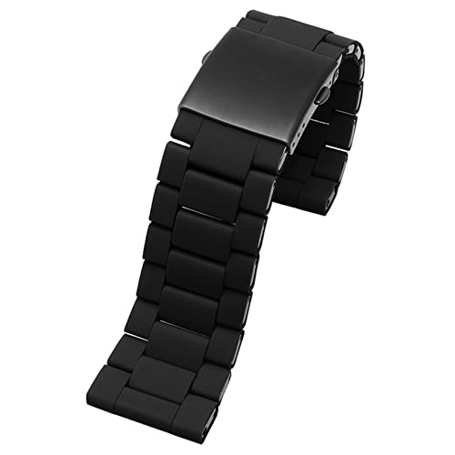 AEMALL 28 mm Silikon-Edelstahl-Uhrenarmband für Diesel DZ7396 DZ7370 DZ4289 DZ7070 DZ7395 Herren-Gummi-Armband (Farbe: Svart, Größe: 28 mm) von AEMALL