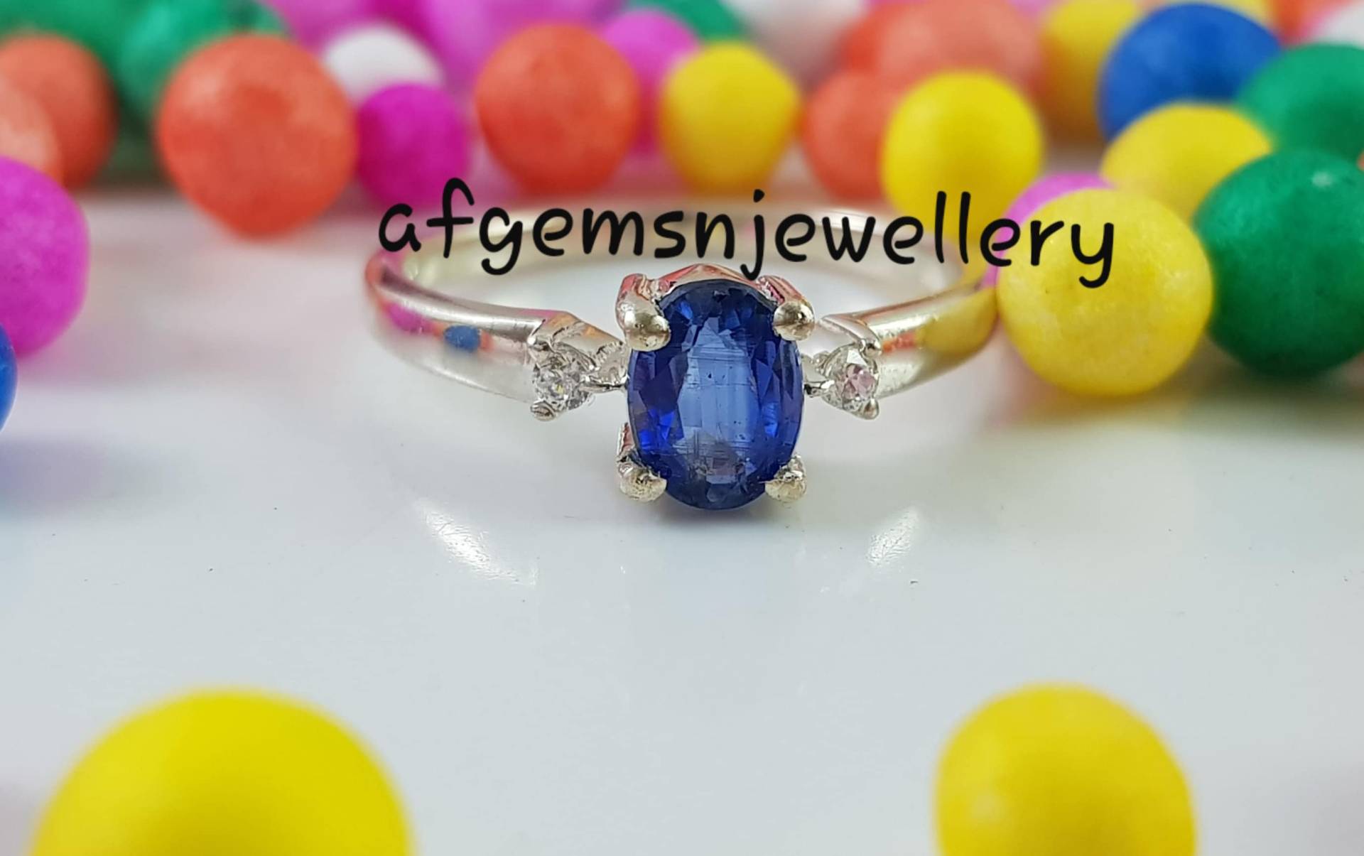 Blaue Kyanit Ring in 925 Sterling Silber Echte Edelstein Für Frauen von AFGEMSNJEWELLERY