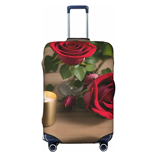 AFINDI Nelkenblumen-Gepäckabdeckung für Koffer, Gepäckhüllen, passend für 45,7-81,3 cm Gepäck, waschbar/hohe Elastizität, Kerzen und rote Rose, Large von AFINDI