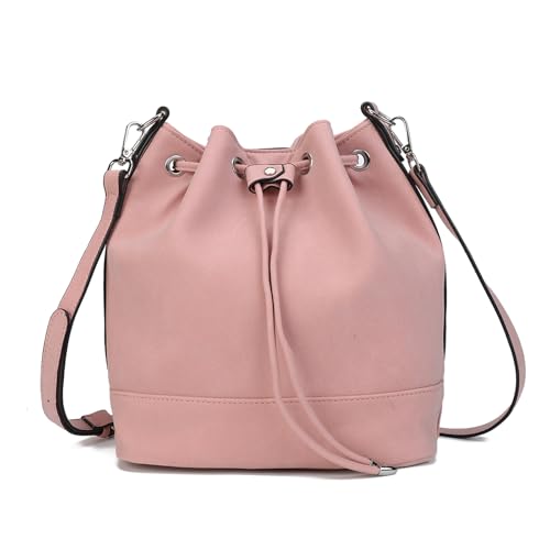 AFKOMST Beuteltasche für Damen, Schultertasche mit Kordelzug und Designer-Damenhandtaschen mit 2 Schultergurten, A-Pink AFKOMST Beuteltasche für Damen, Schultertasche mit Kordelzug und Designer-Damenhandtaschen mit 2 Schultergurten, A-Pink von AFKOMST