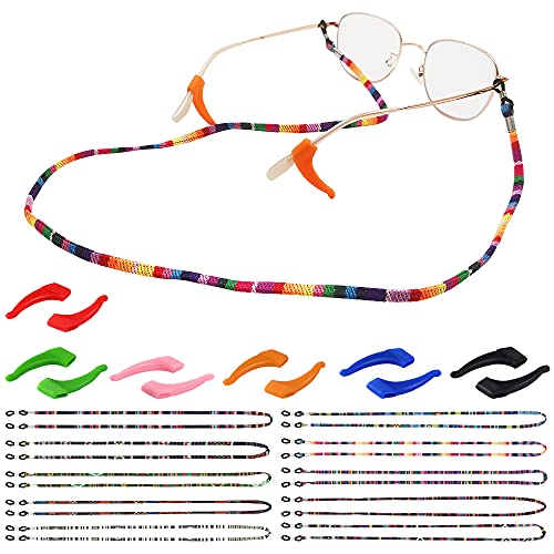 10 Stück Brillenbänder, AFUNTA verstellbare bunte Sonnenbrille String Strap mit 6 Paar Anti-Rutsch-Ohr-Griff-Haken, weiche Brillenhalterung Lanyard Schnur für Frauen, Männer, Mütter, Mädchen, Kinder von AFUNTA