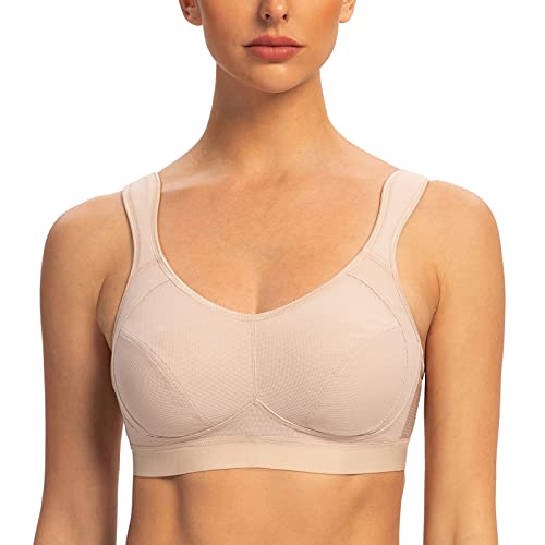 AGONVIN Damen Sport BH Starker Halt Große Brüste Acvive High Support Lauf Fitness Yoga Bra Hell beige 85D AGONVIN Damen Sport BH Starker Halt Große Brüste Acvive High Support Lauf Fitness Yoga Bra Hell beige 85D von AGONVIN