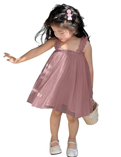 AGQT Baby Mädchen Tüll Kleid,Kleinkind Partykleid Ärmelloses Tutu Geburtstag Kleid Rosa-Spitze Blumenmädchen Kleid,Größe 12-18 Monate von AGQT