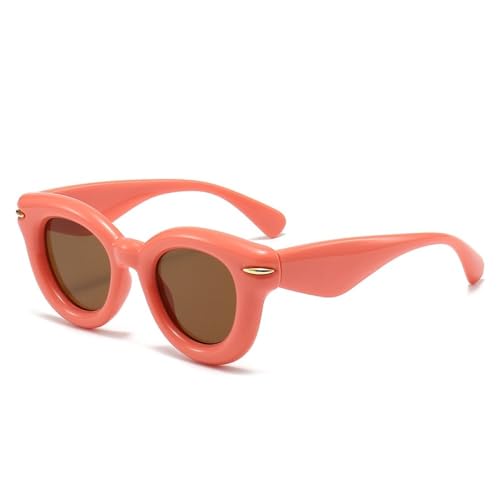 AGRIEVE Aufgeblasene runde Punk-Sonnenbrille für Damen und Herren, luxuriöse Sport-Sonnenbrille für Damen, Vintage, Steampunk-Brille, C5, Rosa, Braun, Einheitsgröße von AGRIEVE