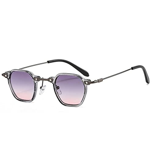 AGRIEVE Beliebte Mode Kleine Quadratische Damen Sonnenbrille Retro Punk Candy Farbton UV400 Männer Gradient Sonnenbrille,Grau Grau Rosa,Einheitsgröße von AGRIEVE