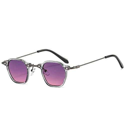 AGRIEVE Beliebte Mode Kleine Quadratische Damen Sonnenbrille Retro Punk Candy Farbton UV400 Männer Gradient Sonnenbrille,Grau Lila Grau,Einheitsgröße von AGRIEVE