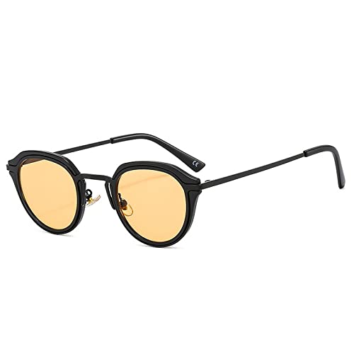 AGRIEVE Beliebte Mode Oval Damen Sonnenbrille Retro Candy Color Shades UV400 Herren Leopard Gradient Runde Sonnenbrille, schwarz orange, wie das Bild von AGRIEVE