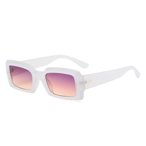 AGRIEVE Beliebte Mode Rechteck Bunte Sonnenbrille Frauen Retro Jelly Farbton UV400 Männer Quadratische Gradienten Sonnenbrille,Weiß Lila Gelb,Einheitsgröße von AGRIEVE