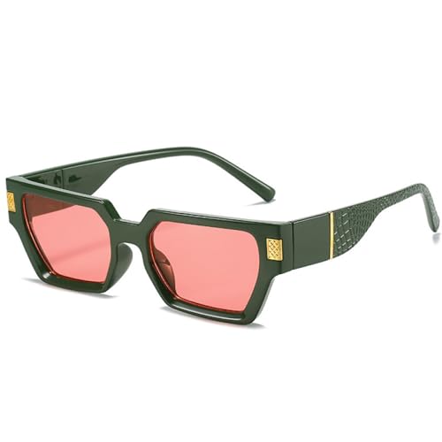 AGRIEVE Beliebte Vintage-Sonnenbrille für Damen, trendige quadratische Sonnenbrille für Herren, Luxus-Retro, Grün/Pink, Einheitsgröße von AGRIEVE