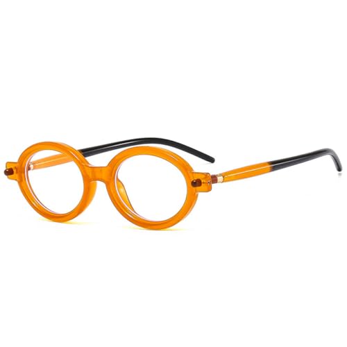 AGRIEVE Beliebte modische kleine ovale Sonnenbrille für Damen, Retro, klare Ozeanlinse, Herren, Punk-Nieten, Sonnenbrille, UV400, Orange transparent, Einheitsgröße von AGRIEVE