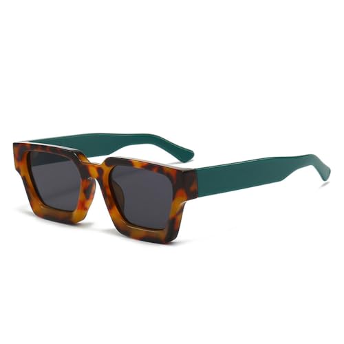 AGRIEVE Beliebte quadratische Sonnenbrille für Damen, Retro, getönte Sonnenbrille für Herren, UV400, Leopardengrün/Grau, Einheitsgröße von AGRIEVE