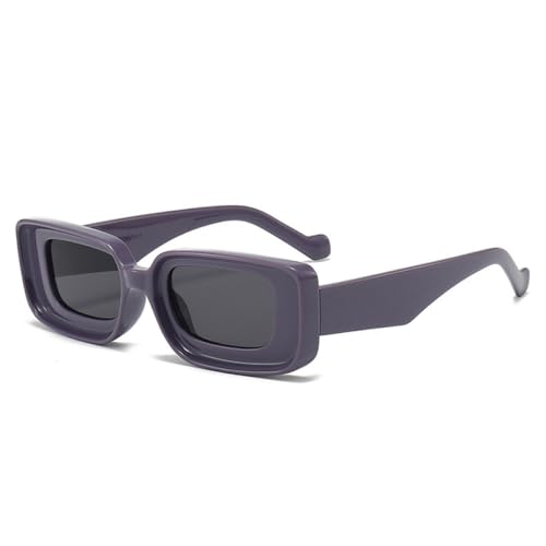 AGRIEVE Candy Color Rechteckige Sonnenbrille für Damen, Vintage, für Herren, trendige Champagner-Punk-Sonnenbrille, Lila, Grau, Einheitsgröße von AGRIEVE