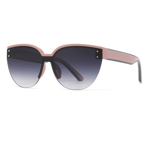 AGRIEVE Damen UV400 Sonnenbrille Herren Trend Sonnenbrille Randlos Große Brillenfassung Sonnenschutz Strand Reise Blendschutz Brille,Rosa Farbverlauf Grau,Einheitsgröße von AGRIEVE