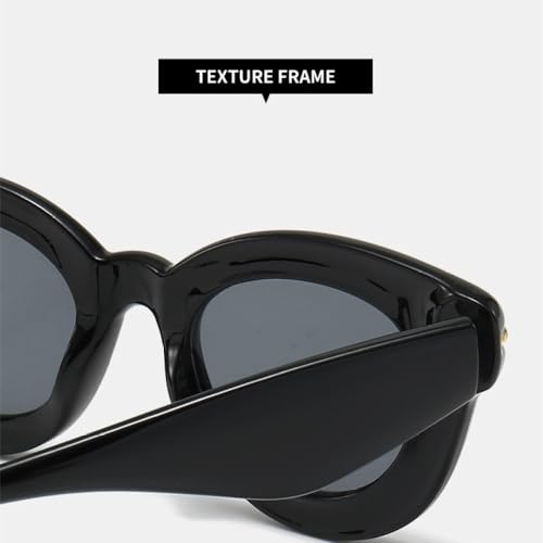 AGRIEVE Damenmode Ovale Sonnenbrille in Bonbonfarbe Retro-Nieten Herren Trendy Punk Runde Sonnenbrillen Shades UV400,Schwarzgrau,Einheitsgröße von AGRIEVE