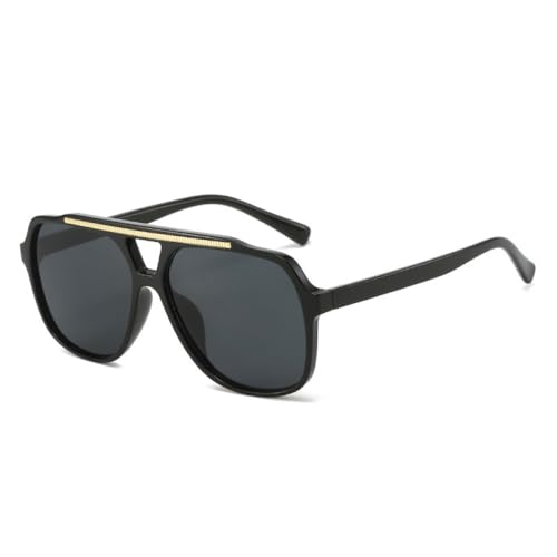 AGRIEVE Double Bridges Damen Quadratische Sonnenbrille, modisch, klare Ozean-Farbverlaufsgläser, Brillenschirme, UV400, Herren-Sonnenbrille, Schwarz/Grau, Einheitsgröße von AGRIEVE