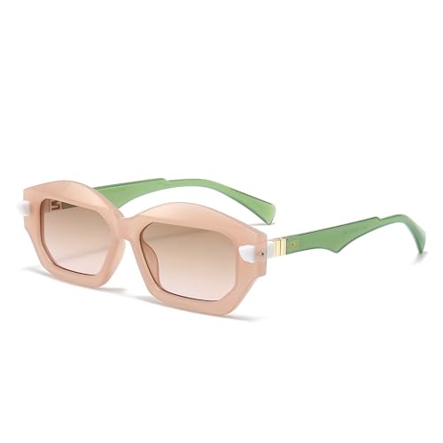 AGRIEVE Einzigartige unregelmäßige quadratische Sonnenbrille für Damen, zweifarbige Sonnenbrillen, Retro-Look, für Herren, trendige Nieten, Farbverlauf, UV400, Pink, Einheitsgröße von AGRIEVE