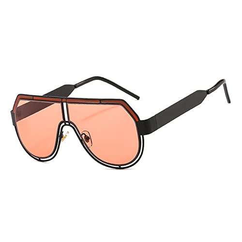 AGRIEVE Flache Oberseite, übergroße Damen-Sonnenbrille, Retro-Schildform, klassische Sonnenbrille, Mann und Frau, große quadratische Brille, UV400, C7, Schwarz, Orange, Einheitsgröße von AGRIEVE