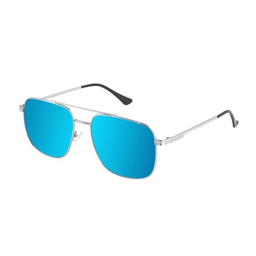 AGRIEVE Größe Große Sonnenbrille für Männer, große breite Köpfe, Metallbrille, C4 silberblau, Einheitsgröße von AGRIEVE