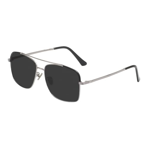 AGRIEVE Große Sonnenbrille aus Metall mit Vollrand und Doppelsteg, quadratisch, für Herren, zum Autofahren, grau, Einheitsgröße von AGRIEVE