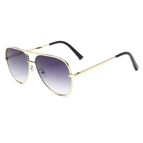 AGRIEVE Klassische Sonnenbrille aus Metall für Damen, modische Sonnenbrille aus Legierung, für Herren, Farbverlauf, Schwarz, Autofahrer-Sonnenbrille für Damen, UV400, Goldgrau, Einheitsgröße von AGRIEVE