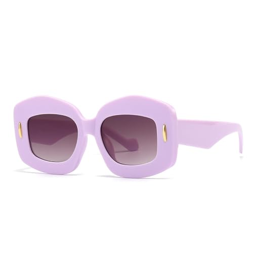 AGRIEVE Klassische quadratische Sonnenbrille für Damen, Vintage, Retro, Nieten, Sonnenbrille für Herren, modisch, luxuriös, rote Sonnenbrille, trendig, C5 Lila, Einheitsgröße von AGRIEVE