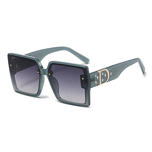 AGRIEVE Klassische quadratische Sonnenbrille für Damen, trendige Sonnenbrille, modisch, Vintage, luxuriös, Diamant, großer Rahmen, UV400, Schwarzgrau, Einheitsgröße von AGRIEVE