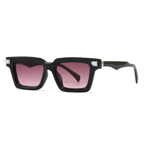 AGRIEVE Klassische quadratische Vintage-Sonnenbrille für Damen und Herren, trendige rosa Sonnenbrille, modische Luxus-Retro-Punk-Sonnenbrille, Schwarz/Lila, Einheitsgröße von AGRIEVE