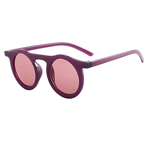 AGRIEVE Klassische runde Sonnenbrille für Herren und Damen, modisch, kleiner Rahmen, Sonnenbrille, weiblich, Kunststoffbrille, Unisex-Brille, UV400, C4, Lila, Rosa, Einheitsgröße von AGRIEVE