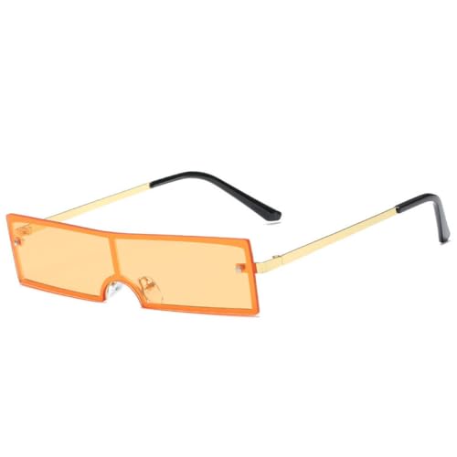 AGRIEVE Kleine Sonnenbrille im rechteckigen Stil, quadratisch, stilvoll, schmaler Metallrahmen, Sonnenbrille, UV400, Sportbrille für Männer und Frauen, UV400, Orange, Einheitsgröße von AGRIEVE