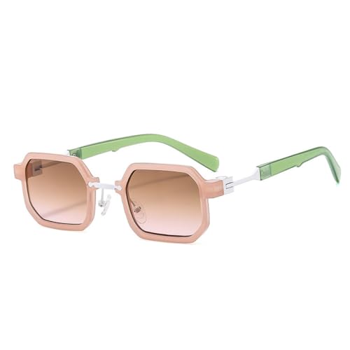 AGRIEVE Kleine quadratische Punk-Sonnenbrille für Damen, modisch, zweifarbig, UV400-Schutz, Sonnenbrille mit Farbverlauf für Herren, Pink, Teerosa, Einheitsgröße von AGRIEVE