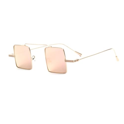 AGRIEVE Kleine quadratische Steampunk-Sonnenbrille aus Metall für Herren und Damen, Vintage-Sonnenbrille, Street-Fashion-Sonnenbrille, UV400, Gold/Pink, Einheitsgröße von AGRIEVE