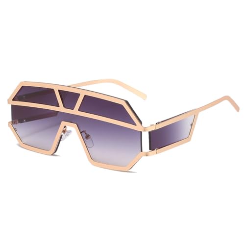 AGRIEVE Legierung Randlose Sonnenbrille Frauen Mode Übergroße Einteilige Brille Männer Schattierungen Retro Schwarz Braun Farben Brillen, C2Gold, Grau, Einheitsgröße von AGRIEVE