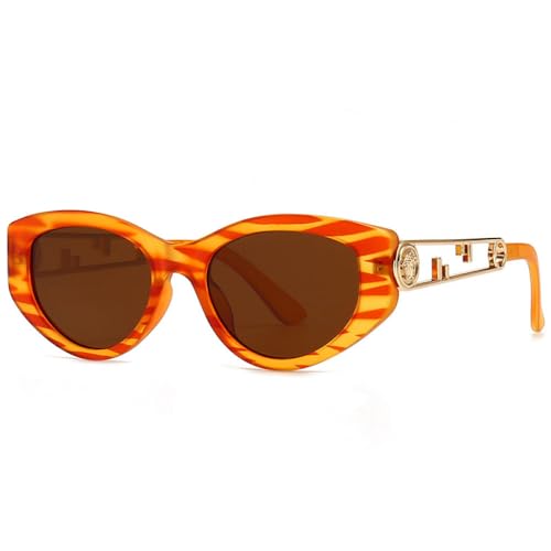 AGRIEVE Luxuriöse Cat-Eye-Sonnenbrille für Damen, modische schwarze Sonnenbrille für Frauen, trendige Vintage-Sonnenbrille, Orange, Einheitsgröße von AGRIEVE