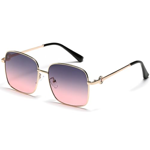 AGRIEVE Luxuriöse quadratische Herrenbrille, Retro, trendige Damen-Sonnenbrille, modischer Farbverlauf, Sonnenbrille für Männer, UV400-Schutz, Grau/Pink, Einheitsgröße von AGRIEVE