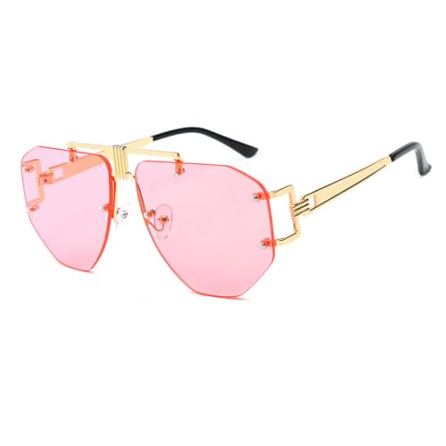 AGRIEVE Luxuriöse randlose Sonnenbrille für Damen und Herren, transparente Sonnenbrille, Metallrahmen, schwarz, Grandient, Pink, Einheitsgröße von AGRIEVE