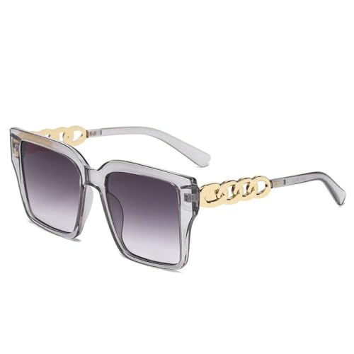 AGRIEVE Luxus-Sonnenbrille für Damen, modisch, quadratisch, übergroße Brillenschirme für Damen, blau-rosa Farbverlaufs-Sonnenbrille, GRAU, Einheitsgröße von AGRIEVE