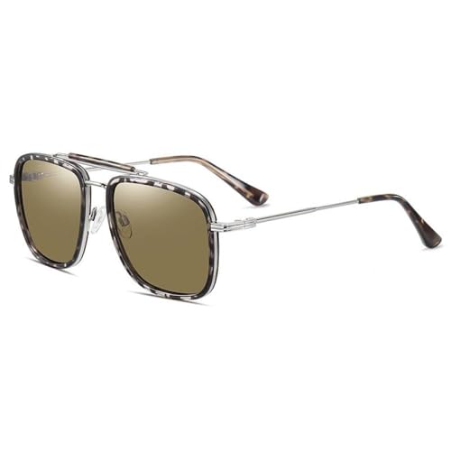 AGRIEVE Männer Sonnenbrille Frauen Sonnenbrille Quadratische Brillengestelle UV400 Fahren Angeln Schatten Schwimmen Strand Brillen, 3366Silbertee, Einheitsgröße von AGRIEVE