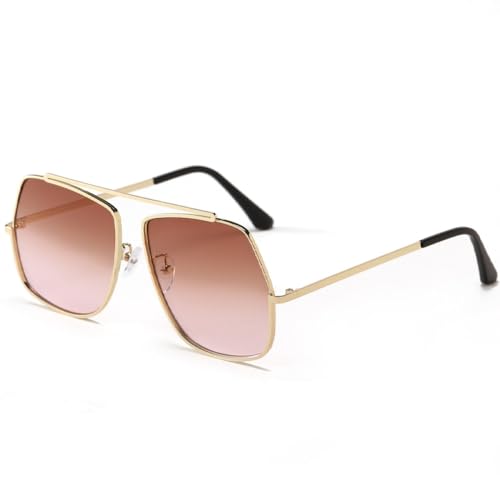 AGRIEVE Metall Unregelmäßige Polygon Herren Quadratische Sonnenbrille Damen Mode Legierung Sonnenbrille Weiblicher Farbverlauf UV400 Einzelsteg Sonnenbrillen, Teerosa, Einheitsgröße von AGRIEVE