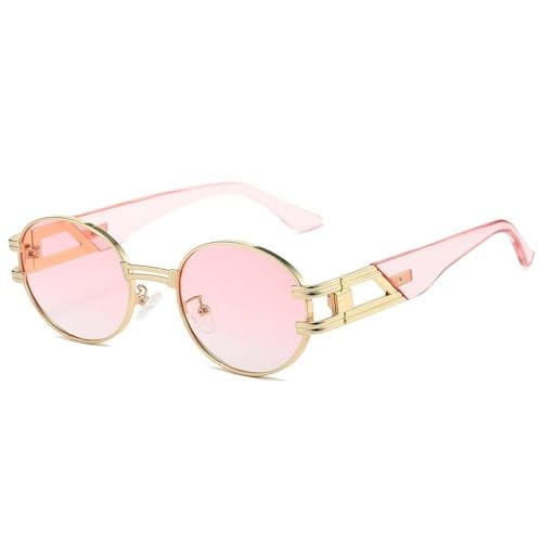 AGRIEVE Metall Vintage Punk Stil Sonnenbrille Männer Retro Runde Punk Frauen Sonnenbrille Mode Brillen, Farbverlauf Rosa, Einheitsgröße von AGRIEVE