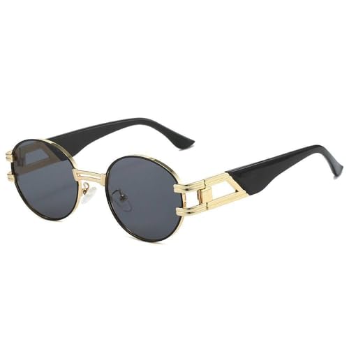 AGRIEVE Metall Vintage Punk Stil Sonnenbrille Männer Retro Runde Punk Frauen Sonnenbrille Mode Brillen, schwarz grau, Einheitsgröße von AGRIEVE