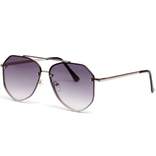 AGRIEVE Mode Legierung Männer Frauen Retro Sonnenbrille Luxus Metall Vintage Spiegel Männliche Sonnenbrille UV400, Farbverlauf Grau, Einheitsgröße von AGRIEVE