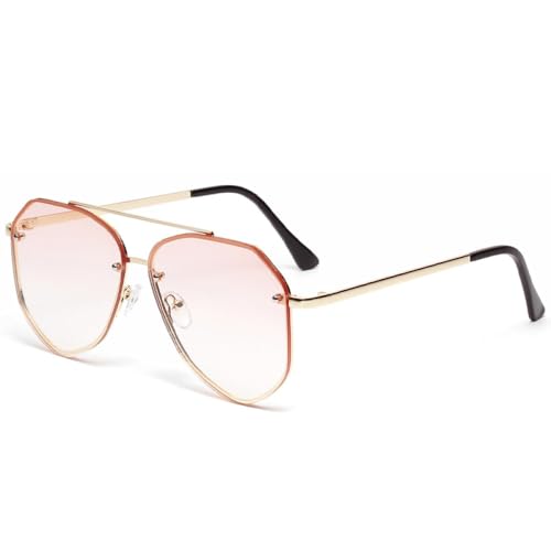 AGRIEVE Mode Legierung Männer Frauen Retro Sonnenbrille Luxus Metall Vintage Spiegel Männliche Sonnenbrille UV400, Farbverlauf Rosa, Einheitsgröße von AGRIEVE