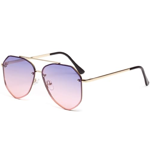 AGRIEVE Mode Legierung Männer Frauen Retro Sonnenbrille Luxus Metall Vintage Spiegel Männliche Sonnenbrille UV400,lila rosa,Einheitsgröße von AGRIEVE